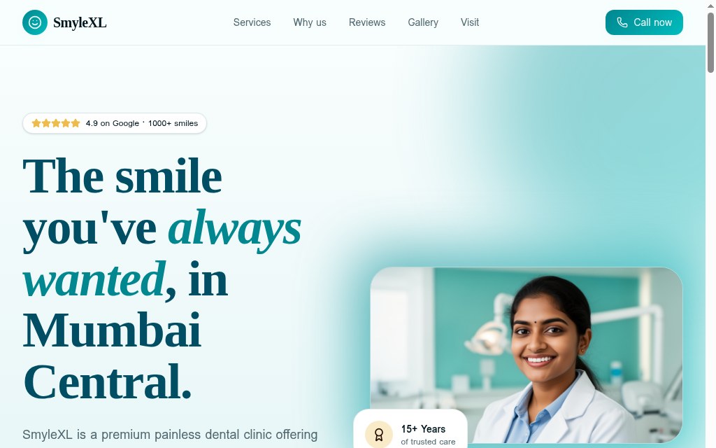 SmyleXL homepage hero
