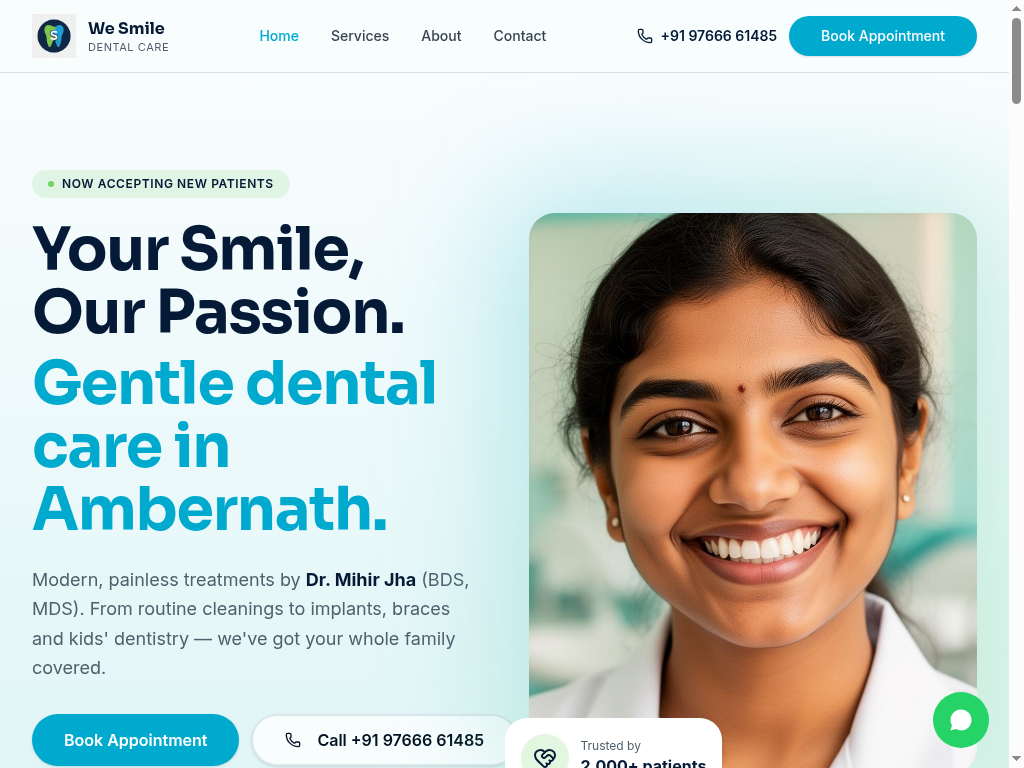 WeSmile Dental homepage screenshot